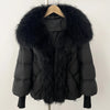 Puffer Coat Women Knit Sleeve Real Fur Coat Winter Large Real Raccoon Fur White Duck Down Jacket Oversized Feather Parka