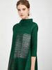 Pleated Long Sleeved Turtleneck Solid Painted Dress Women Designer Elegant Loose Plus Size Clothing