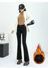 Winter Fleece Women's Flare Pants Retro Slim High Waist Elastic Cotton Thick Warm Denim Pants Korean Female Clothes