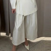 White Stand Collar Long Pant Suits Women Chic Solid Full Sleeves Single Breasted Loose Pants Set Lady Daily Street Outfit