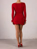 Fungus Edge Knitted Dress For Women Sexy Slim Long Sleeve Mini Dress Contrast Color Spring Vacation Dress
