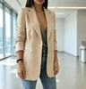 Casual Solid Color Lapel Blazer Women Long Sleeve Open Front Office Suit Jacket Elegant Business Outerwear