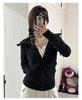 Streetwear Black Hoodie Coat Women's Clothing Hooded Zipper Slim Fit Y2k Jackets Casual Sweatshirts Tops Ropa Mujer