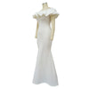 Elegant Women Long Evening Dresses Ruched Off Shoulder Slim Bodycon Mermiad White Dress Formal Party Wedding Guest Gown