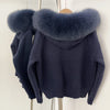 Knitwear Cardigan Women Spring Knitted Jacket Female Autumn Hooded Real Fox Fur Coat Natural Short Fur Coat Casual