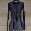 V Neck Knitted Mini Dresses Single Breasted Autumn Winter Solid Vestidos Mujer Vintage Korean Women Dress