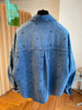 European and American Style Blue Heart Patterned Denim Shirts for Women Long-sleeved Spring Coats