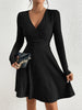 for autumn/Winter Women Knit Slim Sexy Bodycon Dress V-Neck Long Sleeve Dress Solid Casual Midi Sweater Dress