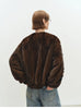 Winter Elegant Thick Warm Soft Brown Short Faux Mink Fur Coat Women Beading Loose Stylish Chic Fluffy Jacket