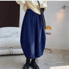 Women Carrot Pants Elastic Waist Loose Casual Solid Pocket Japanese Vintage Trousers Female Mom Wide Leg Pants Clothes