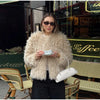 Faux Fur Coat Women Loose Lapel Full Sleeve Fluffy Short Overcoat Autumn Winter Street Lady Furry Warm Overcoat