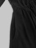 Women's Black Textured Maxi Dress with Stand Collar, Button Placket, and Matching Belt