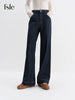 Straight High Waist Jeans for Women Winter Solid Simple All-match Long and Short Versatile Pants Korean Style