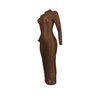 Turtleneck Skinny Women Dresses Sexy Skirt Long Sleeve Bodycon Sexy Streetwear Party Club Hollow out Long Dress