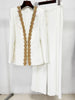 High Street Designer Suit Women Gold Beaded Sequins Zipper Long Sleeve Jacket Pants Suit 2pcs Set