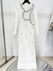 High Street Designer Women's Long Sleeve Crystal Diamonds Beaded Long Maxi Dress