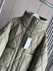 Quilted coat for women Quilted Jacket With Ties beige drawstring high neck pocket clip cotton jacket for women
