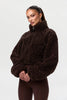 Women Cropped Teddy Fleece Jacket Half Zip High Neck Long Cuff Sleeve Loose Casual Autumn Winter Fuzzy Warm Outerwear