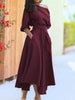 Women's S-2XL Size Slanted Shoulder Collar Tie Waist Style Solid Color Dress Leopard print maxi dresses for women