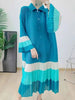 Striped Contrast Color Pleated Dress Women Lapel Flare Sleeves Single Breasted Loose Long Dresses Spring 2AA4365