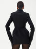 Women Waist Cinching Suit Jacket Elegant V-neck Full Sleeve Single Button Shoulder Pad Slim Coat Lady Commute Outerwear