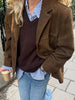 Vintage Suede Jackets Women Casual Loose Lapel Single Breasted Blazer Female Autumn Long Sleeves Brown Outwear Lady