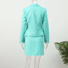 Solid Lapel Shirts 2 Piece Sets Women Chic Lapel Hollow Out Blazer Wrap Hip Slim Fit Mini Skirts Suits Lady Daily Wear