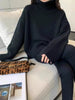 Autumn and Winter Thick Cashmere Sweater Women High Neck Pullover Sweater Warm Loose Knitted Base Sweater Jacket Tops