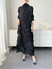Pleated Long Dress For Women Elastic Loose Irregular Pleated Stand Collar Pullover Famale Clothing Half Sleeve 2DB4256