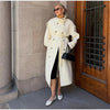 Detachable Triangle Shawl Long Puffer Coat Stand Collar Waist Tie Belt Button Solid Loose Women Coats Winter Commute Outfit