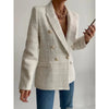 textured suit lapel long sleeved double row button pocket decoration Spring and Autumn women's versatile suit jacket