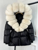 Lagabogy Real Fox Fur Collar Winter Women Hooded Puffer Jacket 90% White Goose Down Coat Female Thick Waterproof Outerwear