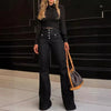 Chic Y2K Breasted High Waist Jeans Women's Bell-Bottom Denim Pants Trousers Streetwear Casual Denim Pants Jeans