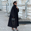 Black Stand Collar Trench Coat Women Casual Long Sleeve Single-breasted Loose Windbreaker Lady Autumn High Street Outwear