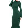 Winter Black Turtleneck Sexy Women Dress Autumn Long Sleeve Skinny Midi Boydcon Casual Blue Plush Knee-Length Party