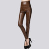 Autumn Women Velvet PU Leather Pants Elastic Stretch Faux Skinny Leather Pencil Pants Y2K Female Sexy Lady Trousers