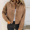 Corduroy Jacket Women Casual Hoodies Coat Female Long Sleeve Button Outerwear Short Jackets For Women Tops