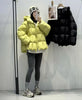 Women Light White Down Jacket with Hood Loose Over Size Casual Autumn Winter Outwear Square Warm Short Coat
