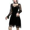 Women's Bandeau Long-sleeved Solid Color Dark Gothic Sexy Lace Stitched Dress