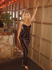 Women Black Velvet Sheer Maxi Dress Sexy Chic Mesh Patchwork Off-shoulder Waist Cinching Slim Maxi Dresses Club Party Gowns