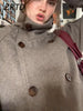 Elegant Women's Short Woolen Coats Stand Collar Double Breasted Long Sleeve Female Jacket Autumn Winter Lady Warm Outwear