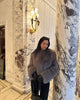 Chic Grey Fluffy Faux Fur Jacket Women Elegant O Neck Long Sleeves Cropped Coats Autumn Winter Lady High Street Outwears