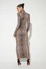 Leopard Print Long Sleeve Sexy Maxi Dress For Women Autumn Winter Elegant Turtleneck Printed Bodycon Long Dress