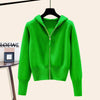 Autumn Winter Hooded Women's Knitwear Long Sleeve Zipper Slim Knitted Cardigan Female Casual Jacket Tops
