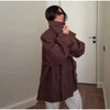 Oversized Tie-Waist Cropped Trench Coat Drop Shoulder Autumn Women Modern Edgy Outerwear Chic Lady Streetwear Coat