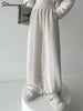 Thick Warm Straight Pants For Women Office Brown Wide Leg Trousers High Waist Women's Loose Pants For Ladies Spring