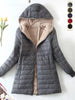 Mid Length Korean Edition Hooded Fit Women Jackets Autumn Winter Mid-length Office Cotton Coats Warm Lamb Fleece Parkas