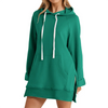 Women Hoodie Dress Slit Hem Drawstring Loose with Big Pocket Hooded Pullover Mid Length Top Commuting Dating Sport HoodieCYXX385
