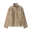 Casual Solid Suede Jackets Women Street Stand Collar Full Sleeve Zippers Loose Coats Female Spring Lady Jacket