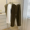 Retro High Waist Corduroy Pants Women Spring Fall Straight Causal Full Length Trousers Korean Baggy Black Pants